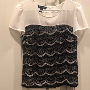 INC black and white blouse